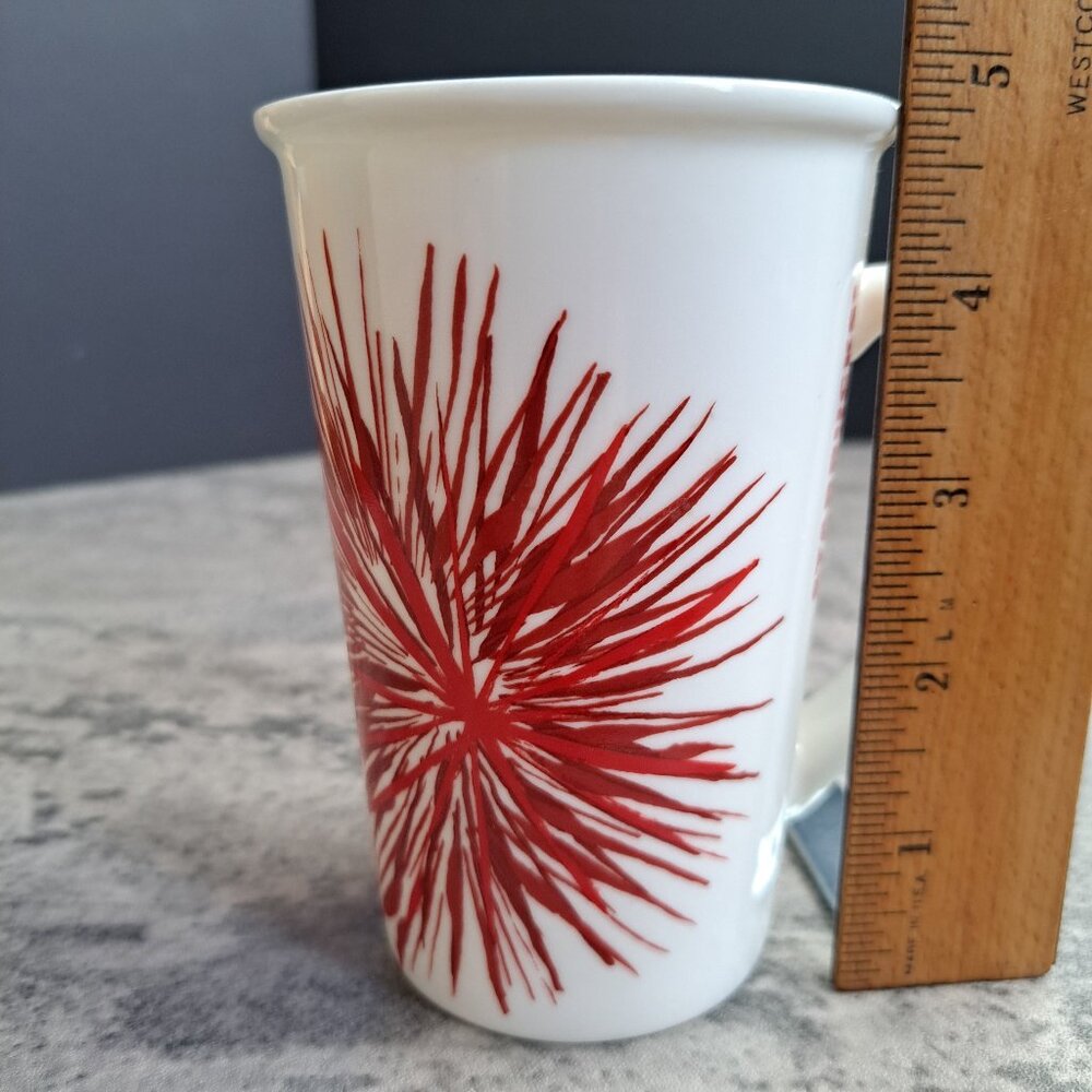STARBUCKS RED STARBURST FIREBURST 12 OZ COFFEE TEA CUP 2014 EXCELLENT CONDITION - Picture 6 of 8
